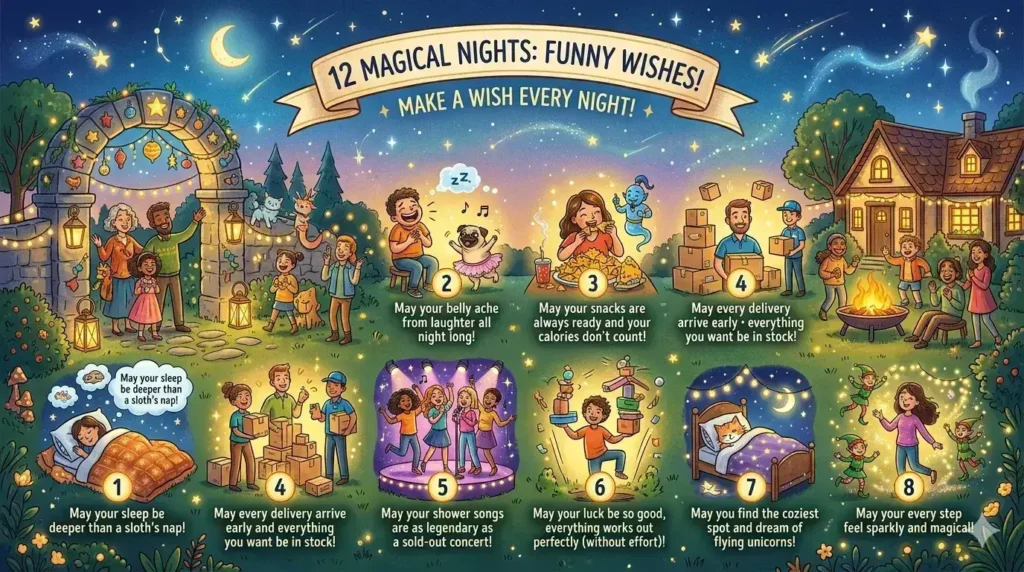 Funny 12 Magical Nights Wishes Examples