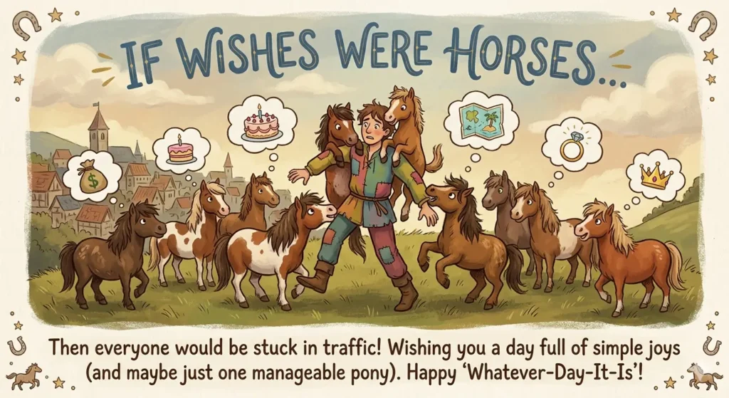 Funny If Wishes Were Horses Meaning Messages