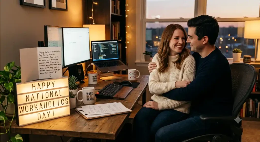 Romantic National Workaholics Day Wishes