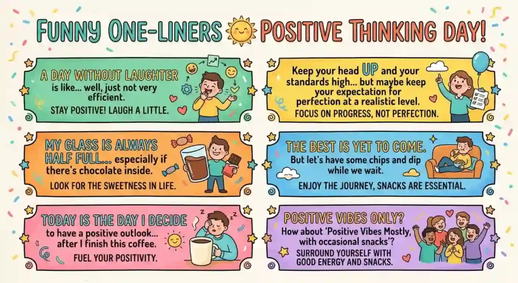 Funny Positive Thinking Day One-Liners